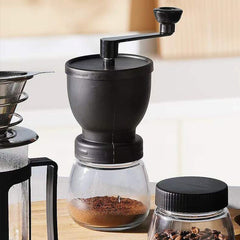1pc High-capacity Glass Hand-cranked Coffee Grinder Set, Manual